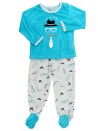 Pyjama deux pièces ML avec pieds moustaches POMMETTE taille 3 ans