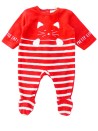 Pyjama rouge chat rayé GRAIN DE BLE taille 1 mois