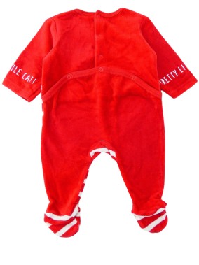 Pyjama rouge chat rayé GRAIN DE BLE taille 1 mois