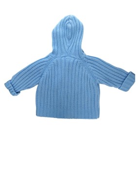 Veste chaude tricot bleu ciel taille 3 mois