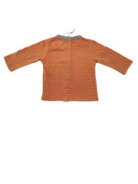 T-shirt marron et orange rayés KITCHOUN taille 3 mois