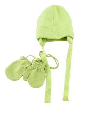 Ensemble bonnet gants vert taille unique