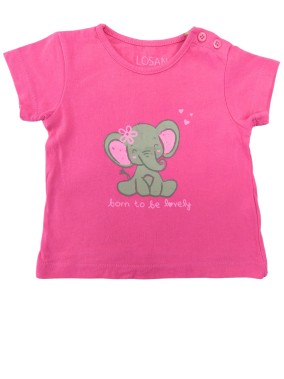 T-shirt MC éléphant rose LOSAN taille 6 mois