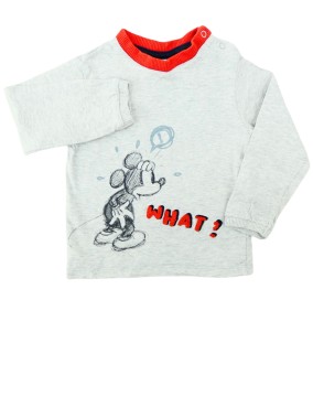 T-shirt ML Mickey what DISNEY taille 12 mois