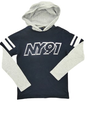 T-shirt ML capuche NY91 GEMO taille 14 ans