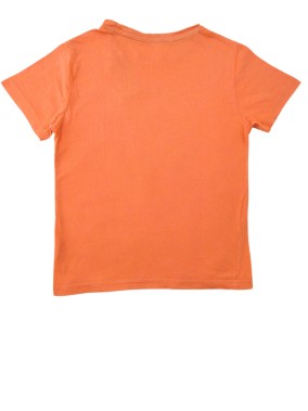 T-shirt MC orange chouettes KIABI taille 8 ans