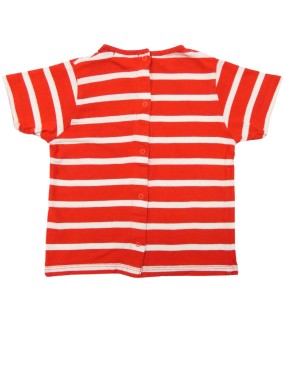 T-shirt MC rouge rayures KITCHOUN taille 18 mois