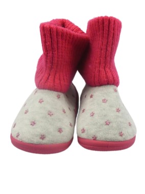 Chaussons gris étoiles roses pointure 18