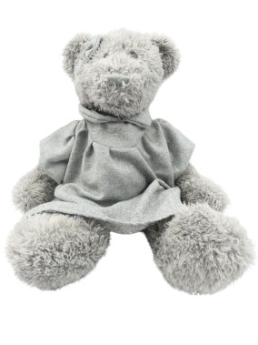 Peluche ours gris robe POMAX