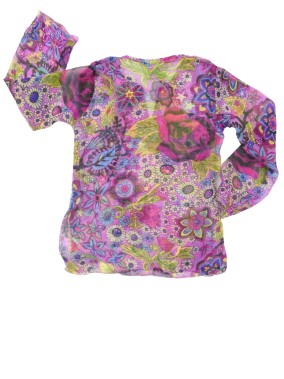 Blouse ML transparente sequins violets GENESHA 26 taille 5 ans