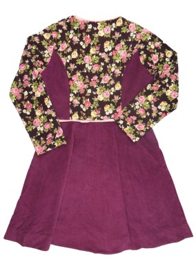 Robe fait main bordeaux fleuri taille 8 ans