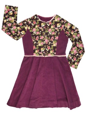 Robe fait main bordeaux fleuri taille 8 ans