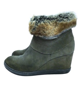 Bottines grises cuir lapin...