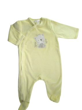 Pyjama jaune pâle nounours KITCHOUN taille 6 mois