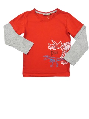 T-shirt ML rouge tricératops ELDYS taille 10 ans