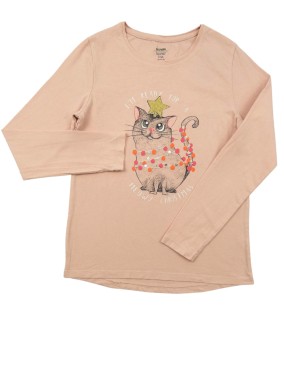 T-shirt ML rose chat étoile...