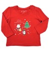 T-shirt ML rouge Noël sapin or PRIMARK taille 6 mois