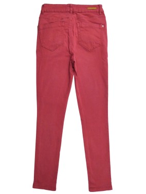 Pantalon jean rouge cerise fermeture éclair CACHE CACHE taille 36