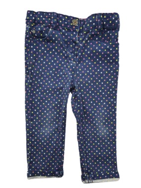 Pantalon bleu marine pois...