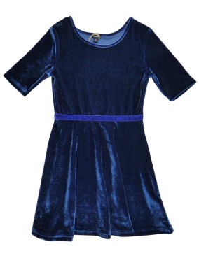 Robe velours marine bande...