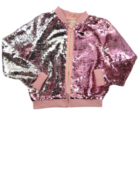 Veste sequins roses argent...