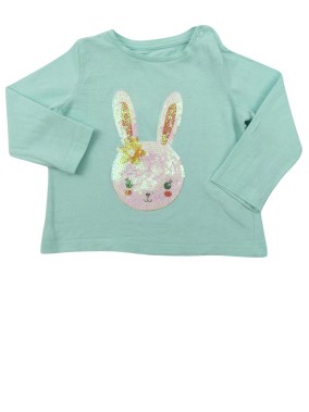 T-shirt bleu lapin sequins IN EXTENSO taille 12 mois