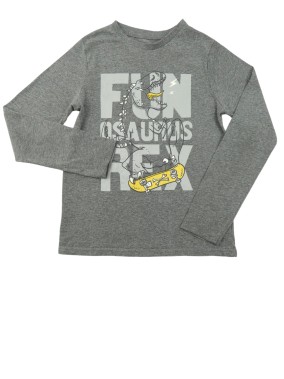 T-shirt ML gris t-rex fun...