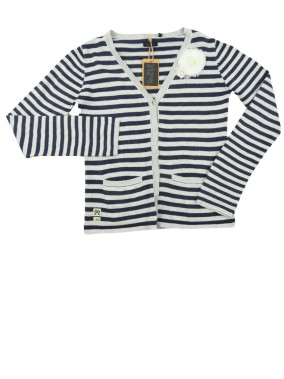 Gilet gris rayures marines...