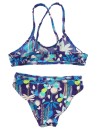 Maillot de bain 2P bleu fleurs OLAIAN taille 4 ans
