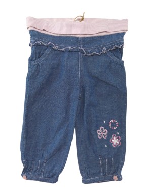 Pantalon jean fleurs roses...
