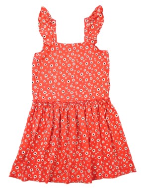 Robe rouge fleurs blanches...