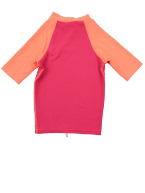 T-shirt de bain rose orange fluo taille 18-24 mois