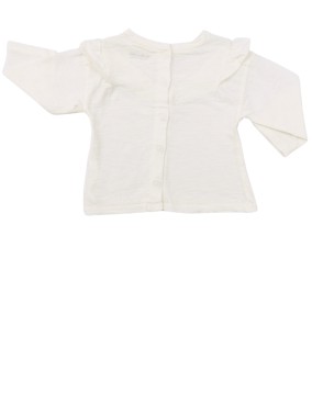 T-shirt ML blanc col froufrou VERTBAUDET taille 3 mois