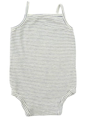 Body débardeur blanc rayures noires TAPE A L'ŒIL taille 3 mois