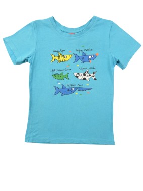 T-shirt MC bleu requins...