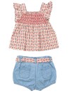 Ensemble débardeur et short jean bleu fleurs SERGENT MAJOR taille 6 mois