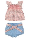 Ensemble débardeur et short jean bleu fleurs SERGENT MAJOR taille 6 mois