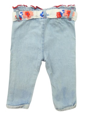 Pantalon jean bleu fleurs...