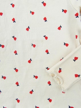 T-shirt ML beige tulipes KIABI taille 3 ans