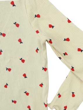 T-shirt ML beige tulipes KIABI taille 3 ans