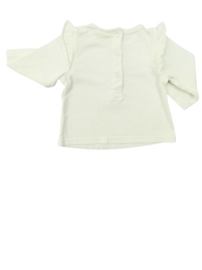 T-shirt ML blanc frou manche TAPE A L'ŒIL taille 3 mois