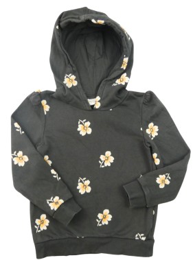 Sweat à capuche gris fleurs...