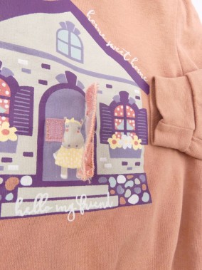 Sweat rose home sweet LUPILU taille 86-92cm