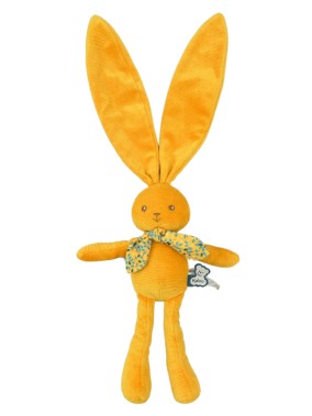 Peluche lapin jaune nœud...