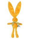 Peluche lapin jaune nœud fleurs KALOO