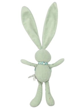 Peluche lapin bleu ciel nœud fleurs KALOO