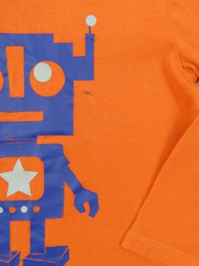 T-shirt ML orange robot KIABI taille 5 ans