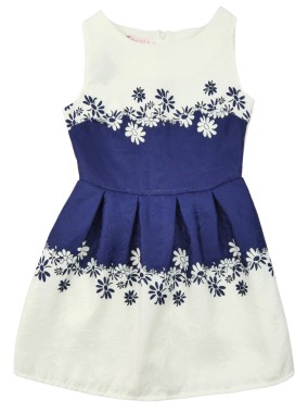 Robe bleu fleuri épaisse FASHION CLASSIC taille 10 ans 140cm