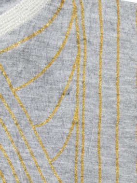 T-shirt MC gris court dorure WOMAN ONLY taille L