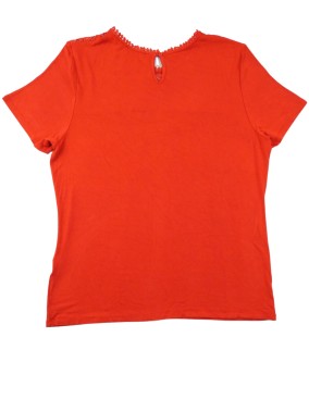 T-shirt MC rouge dentelle carré 123 taille 42